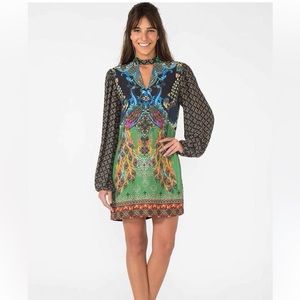 Farm Rio Long Sleeve Peacock Garden Dress size S